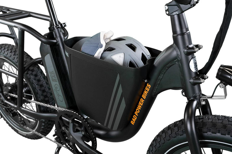 storage bag on bike with helmet inside