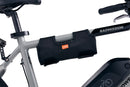 black tool bag strapped onto bike frame