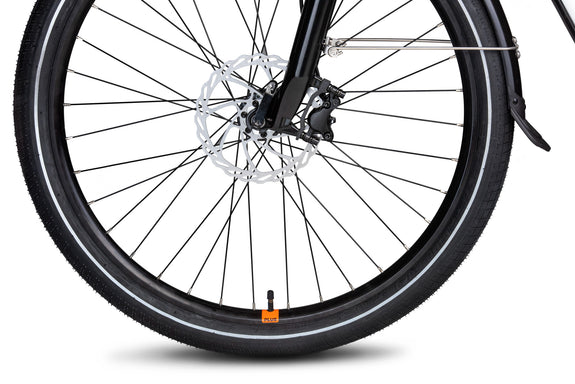 Hydraulic disc brakes on ebike wheel