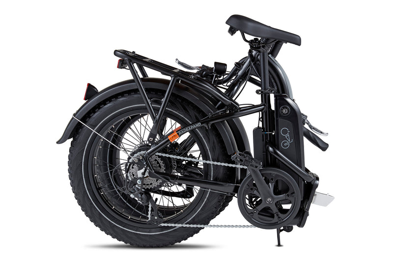 RadExpand Electric Folding Fat Bike in black and folded