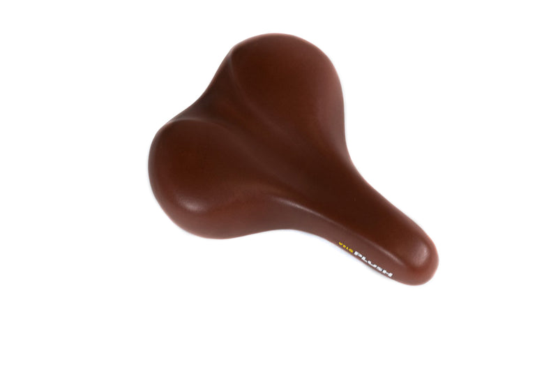 top view of brown bicycle seat