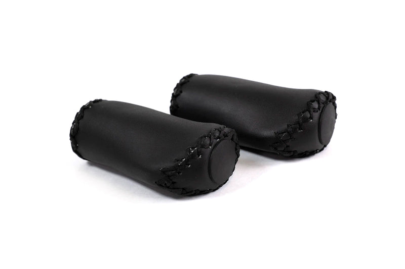 Black Faux Leather Handlebar Grips