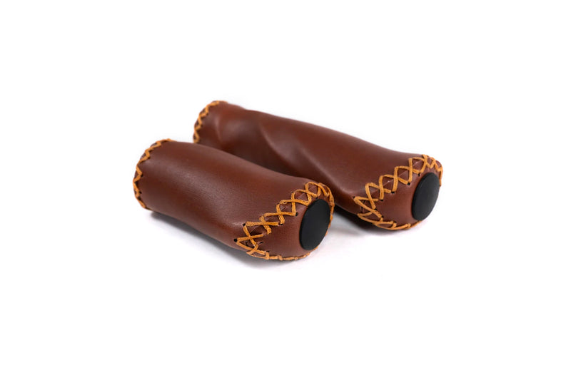 Brown Faux Leather Handlebar Grips