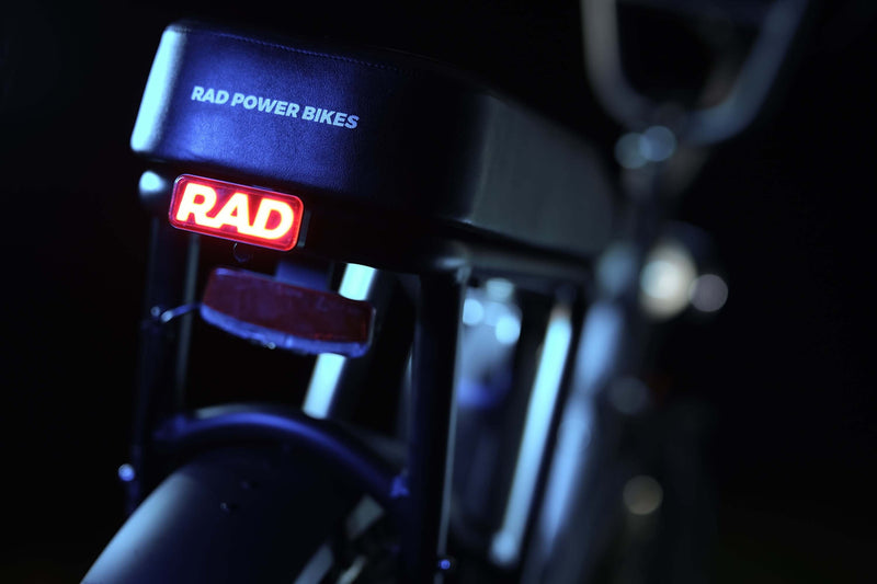 Rad tail light on black e bike
